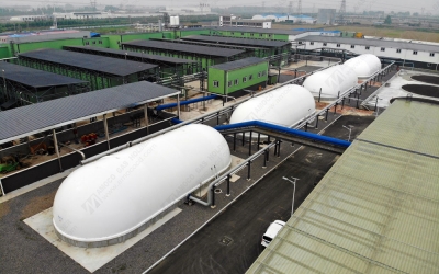 河南周口四聯(lián)膠囊形雙膜氣柜項目